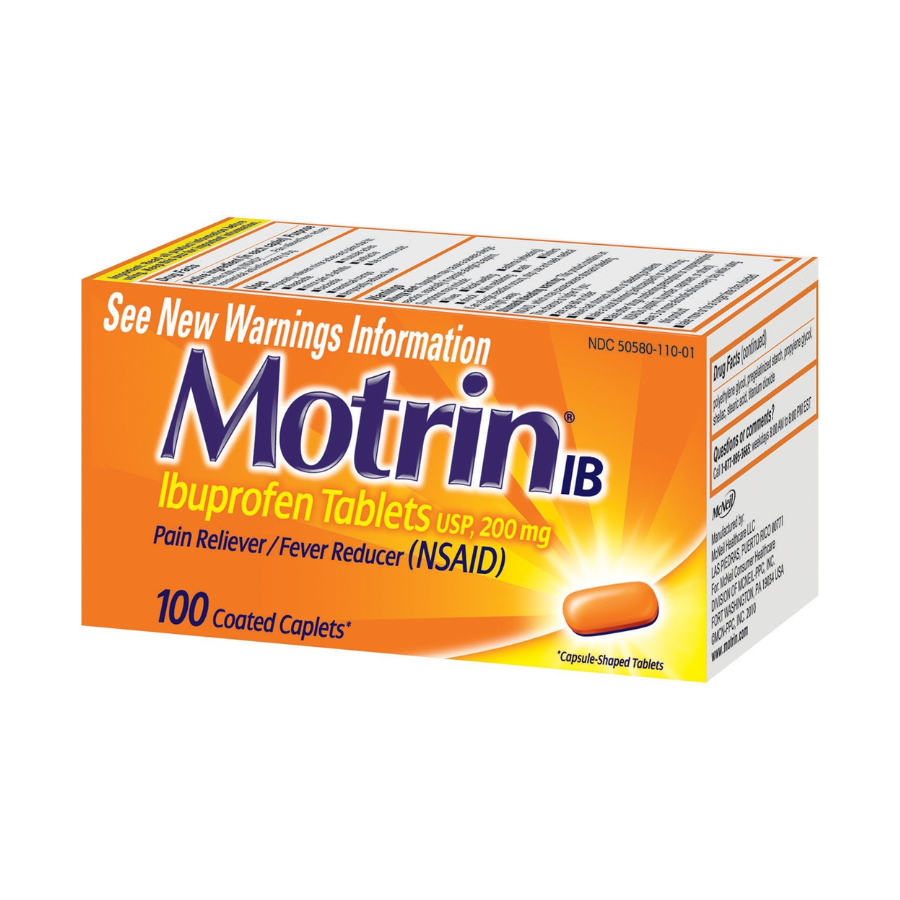 MotrinIB IB De Ibuprofeno De 200 M.G. Con 100 Tabletas Para Aliviar El Dolor y La Fiebre