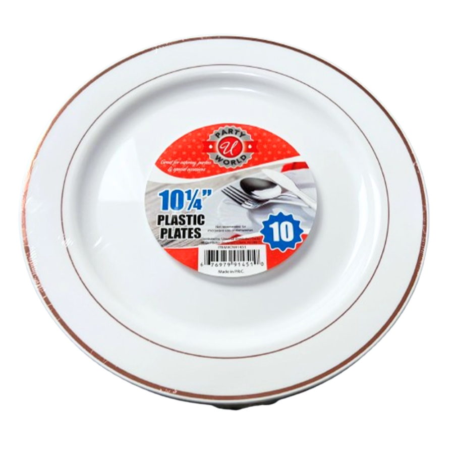 Platos Desechables Party World Rose Gold Rim (10.25 In, 10 Piezas)