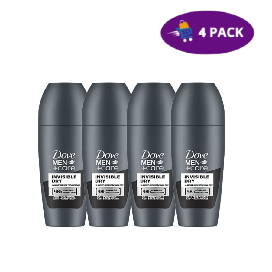 Dove Men+Care Invisible Dry Antiperspirant Deodorant Roll On (50ml)  4x $10.00